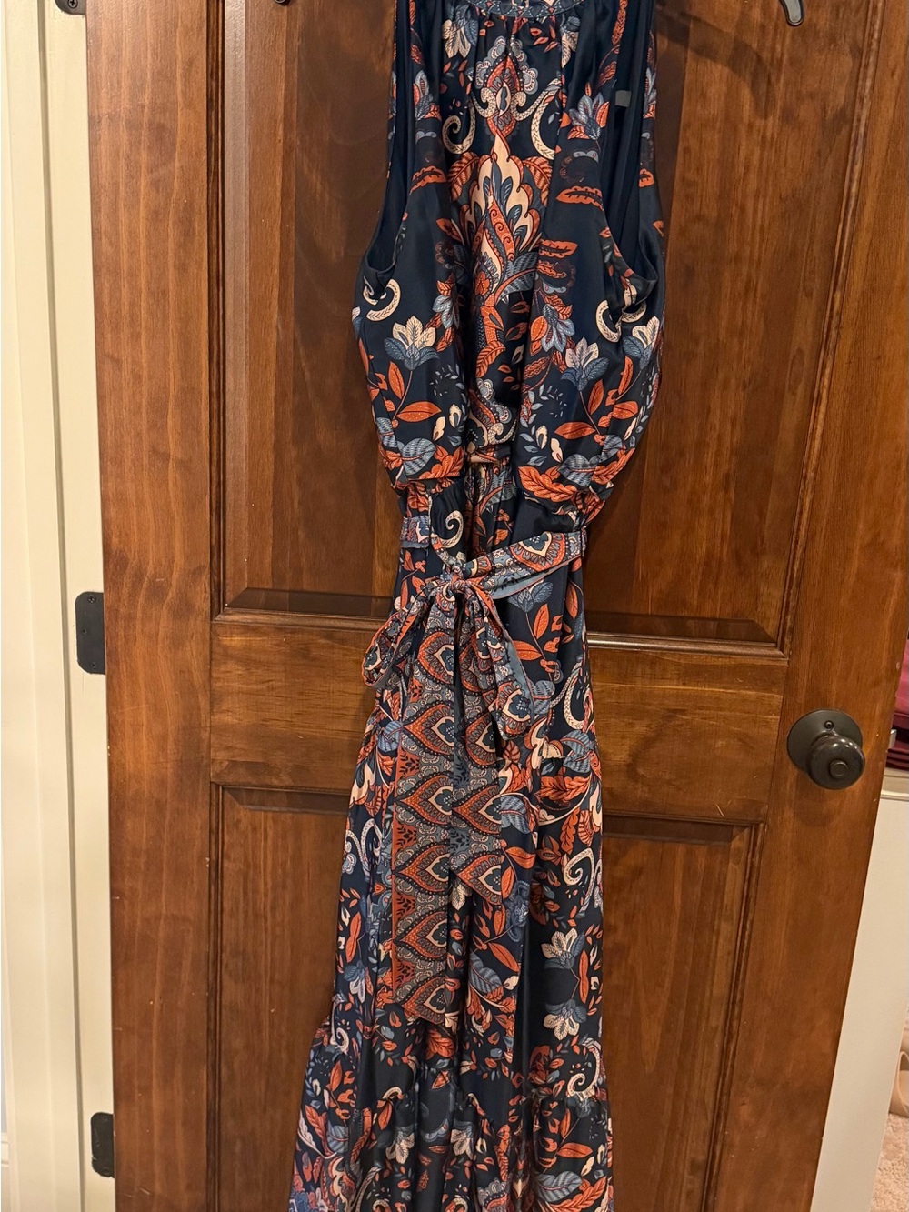 julia jordan Navy Maxi Dress with Rust and Cream Paisley Print